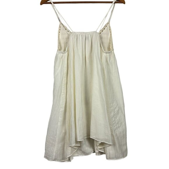 Zara Womens Cream Lace Crochet Spaghetti Strap Top Blouse Babydoll 70's Hippie - Picture 2 of 10